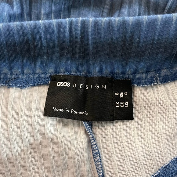 New ASOS Wavy Stripe Print Ribbed Flared Leg Pull On Pants Ombre Blue Size 4 - Picture 14 of 16